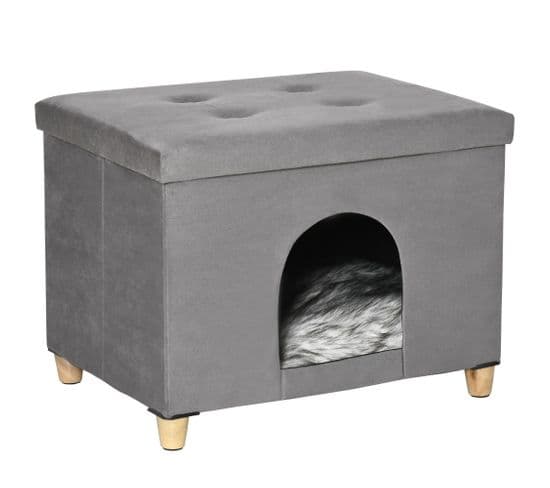 Niche Chat Maison De Chat Sur Pied Repose-pied 2 En 1 Gris