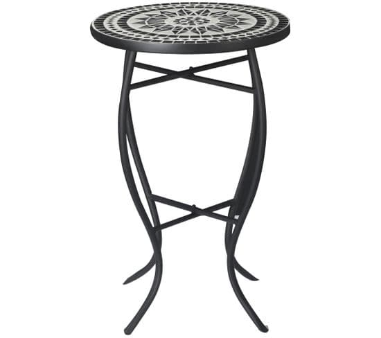 Table Ronde Style Fer Forgé Plateau Mosaïque Céramique
