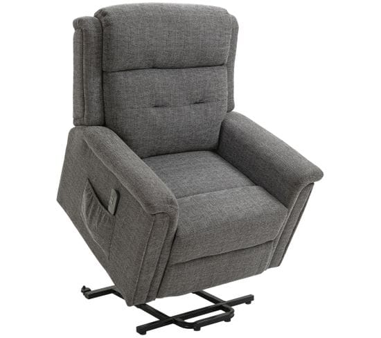 Fauteuil Releveur Électrique Inclinable Tissu Gris Chiné