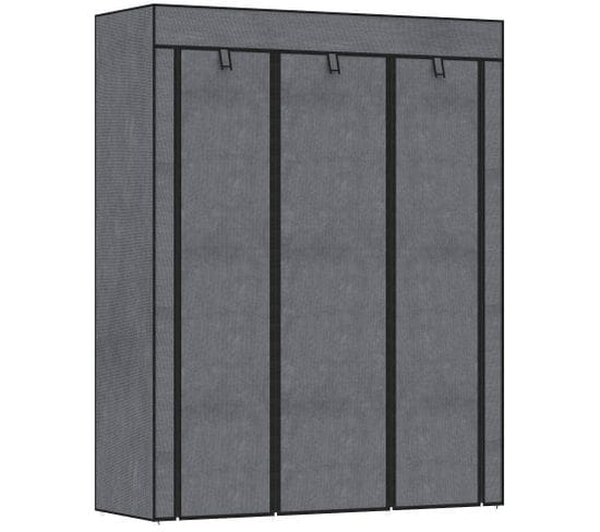 Armoire Penderie Multi-rangement - 8 Étagères, 2 Barres - Non Tissé