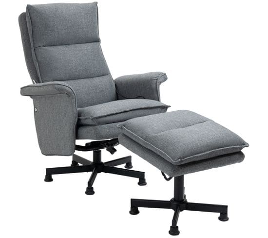 Fauteuil De Massage Avec Repose-pied Style Néo-rétro Gris