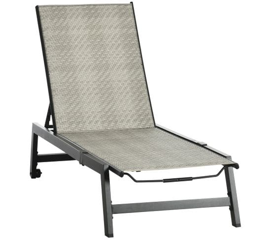 Bain De Soleil Inclinable 2 Roulettes Alu. Noir Résine Gris