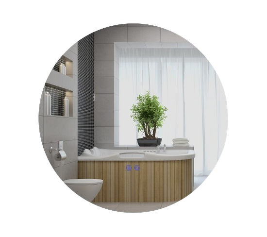 Miroir Rond Lumineux LED De Salle De Bain Éclairage Interrupteur Gris