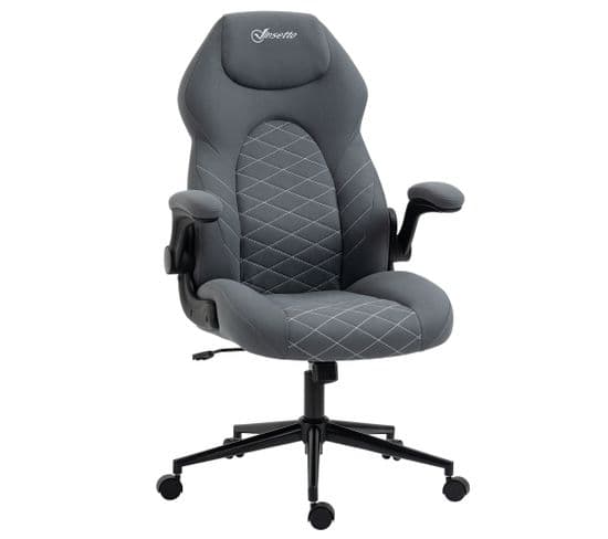 Fauteuil De Bureau Ergonomique Accoudoirs Relevables Tissu Anthracite