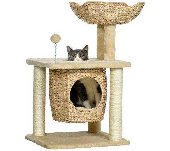 Arbre à Chat Style Cosy Chic 2 Coussins Inclus Quenouille Sisal Naturel Beige