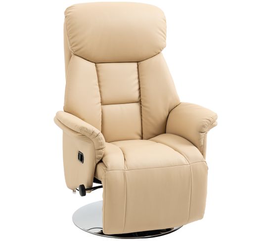 Fauteuil Relax Inclinable Repose-pied Réglable Revêtement Synthétique Beige