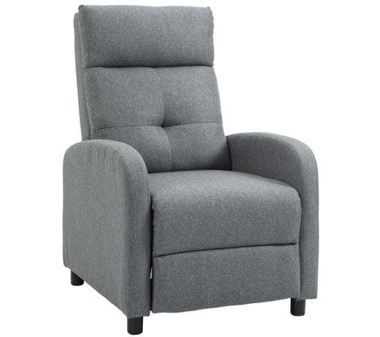 Fauteuil De Relaxation Dossier Repose-pied Ajustable Tissu Gris