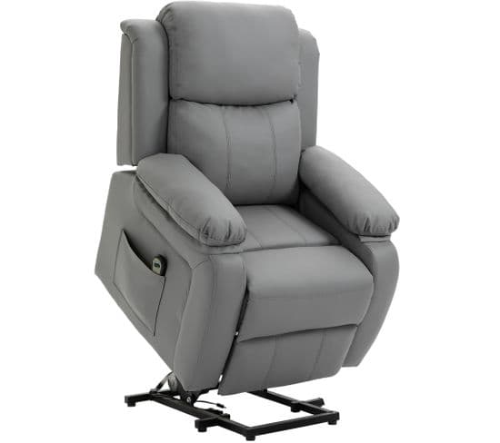 Fauteuil De Relaxation Électrique Releveur Inclinable Réglable Pu Gris