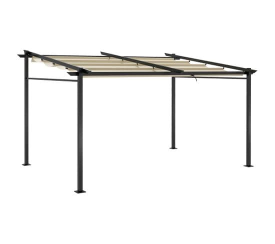 Pergola Rétractable 3,97l X 2,95l X 2,3h M Alu. Acier Époxy Polyester