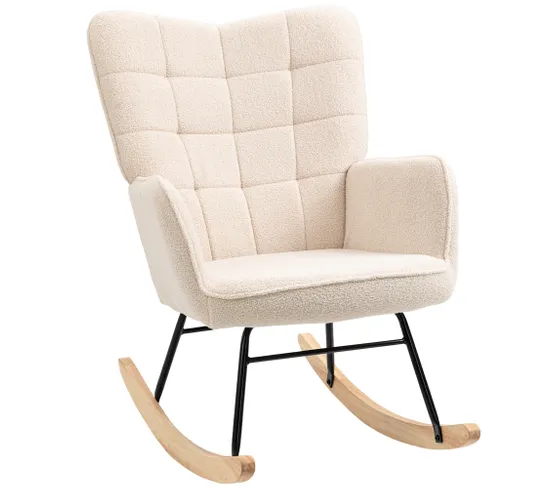 Fauteuil à Bascule Rocking Chair Design Effet Laine Bouclé
