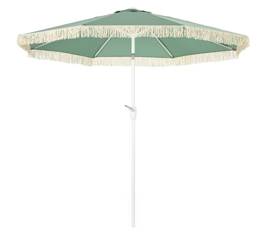 Parasol Inclinable De Jardin ø 2,65m Style Bohème à Franges Polyester