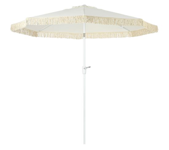 Parasol Inclinable De Jardin ø 2,65m Style Bohème à Franges Polyester