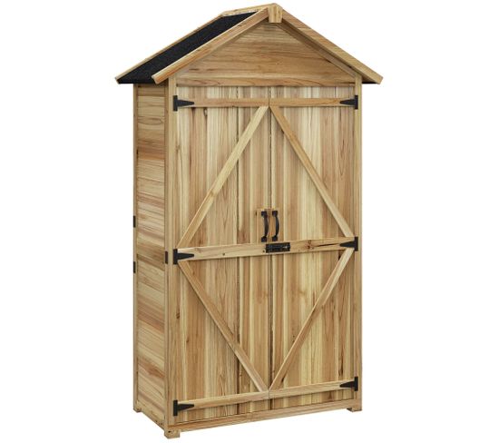 Armoire De Jardin Sur Pied Toit Bitumé 2 Portes Bois