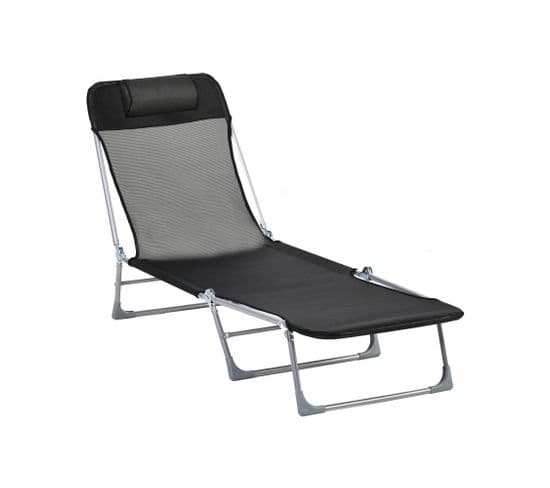 Bain De Soleil Transat Pliable Inclinable Acier Teslin