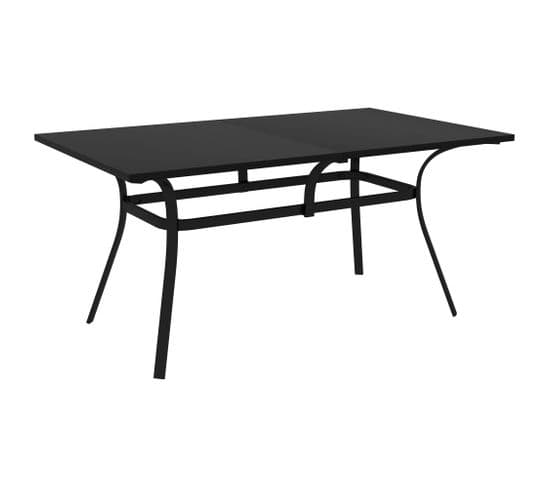 Table De Jardin Rectangulaire 6 Pers. Acier Plateau Aspect Bois Noir