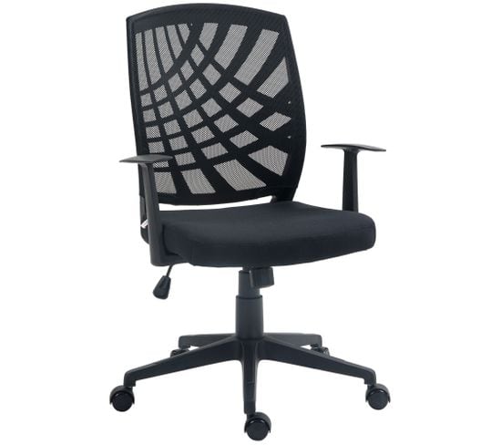 Chaise De Bureau Design Ergonomique Réglable Accoudoirs Maille Noir
