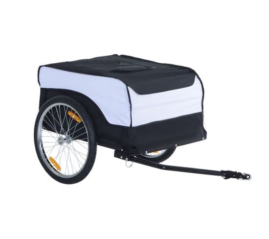 Remorque Vélo Cargo - Charge Max. 40 Kg - Acier Oxford Noir Blanc