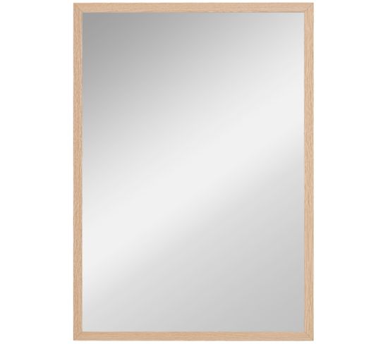 Miroir Mural Rectangulaire Dim. 50l X 70h Cm Cadre Mdf Aspect Bois Clair