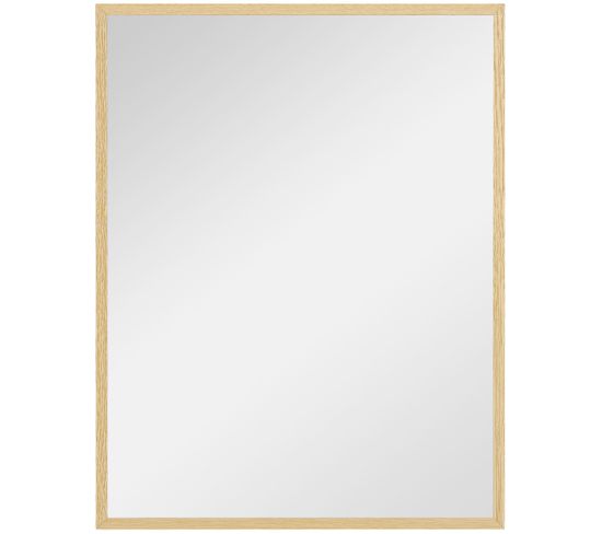 Miroir Mural Rectangulaire Dim. 70l X 90h Cm Cadre Mdf Aspect Bois Clair