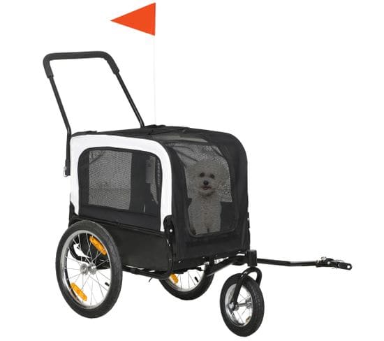 Remorque Vélo Jogger 2 En 1 Pour Chien Noir