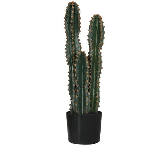 Cactus Artificiel Grand Réalisme 3 Pieds Dim. Ø 17 X 60h Cm Pot Inclus Vert