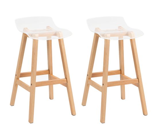 Lot De 2 Tabourets De Bar Design Contemporain Bois Acrylique