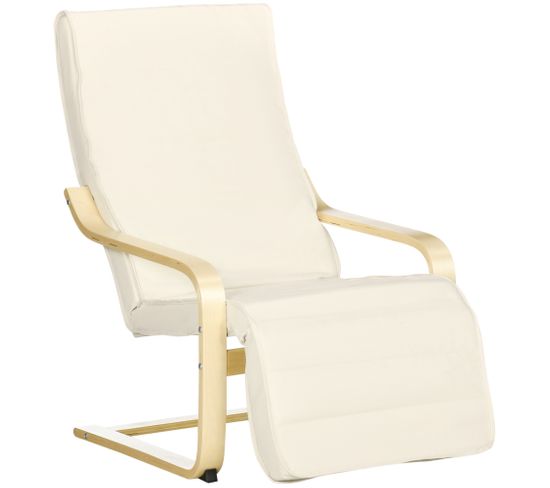 Fauteuil Style Nordique Repose-pied Réglable Bois Tissu