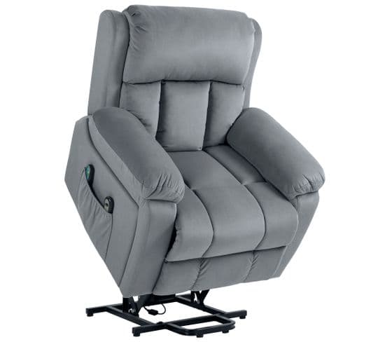 Fauteuil Releveur Massant Chauffant Inclinable Tissu Gris