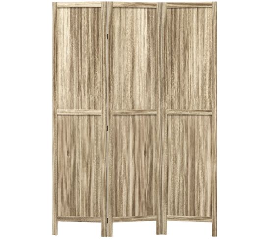 Paravent Séparateur De Pièce 3 Panneaux Pliables Dim. 120l X 170h Cm Bois De Pawlonia