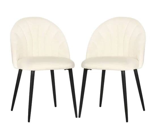 Lot 2 Chaises Design Moderne Scandinave Velours Pieds Métal Noir Floki