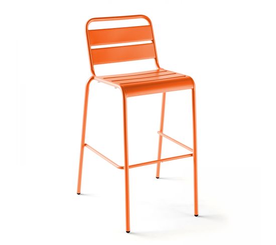 Palavas - Chaise Haute De Jardin En Métal Orange