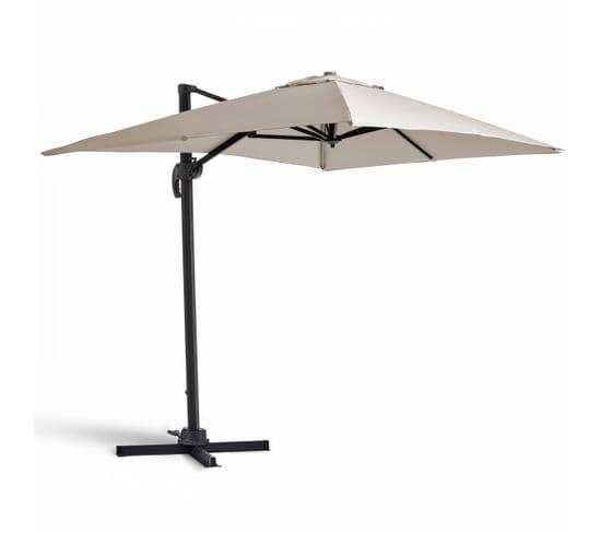 Parasol Déporté Rotatif 360° 2x3m En Aluminium Écru