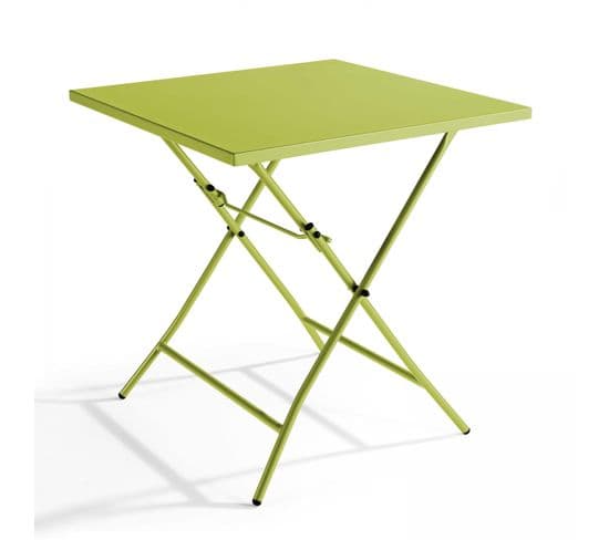 Palavas - Table De Jardin Pliante Carrée En Acier Vert