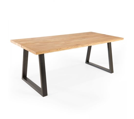 Table En Bois Rectangulaire Avec Piètement En Forme De Trapèze Noir - 160 x 95 cm