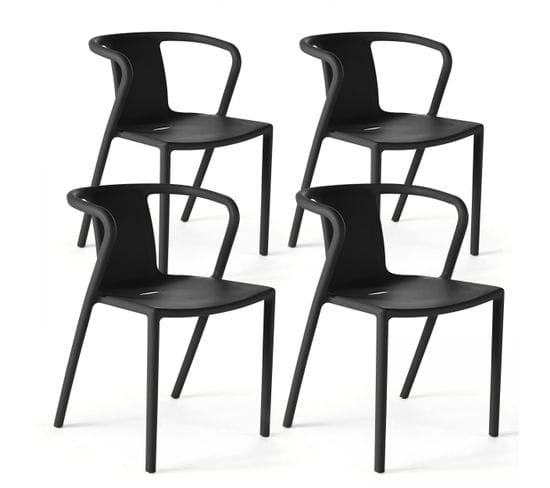 Lot De 4 Chaises Plastique Noir