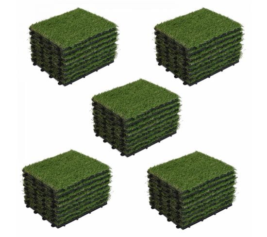 Lot De 40 Dalles Clipsables Gazon Artificiel Vert