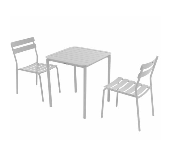 Ensemble Table De Terrasse 70cm Et 2 Chaises Blanc