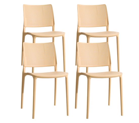 Lot De 4 Chaises De Terrasse Jaune Clair En Plastique