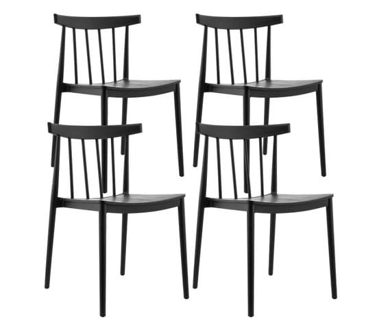 Lot De 4 Chaises De Terrasse Noires En Plastique