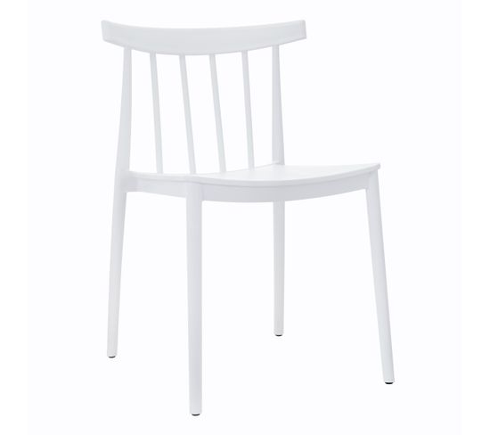 Lot De 4 Chaises De Terrasse Blanc En Plastique