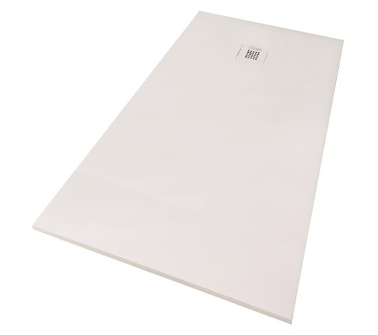 Receveur Nola 3 -  70x160x3cm - Résine - Blanc - Bonde - Découpable