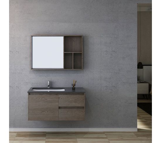 Meuble Salle De Bain Bergame 1000 Chêne Gris