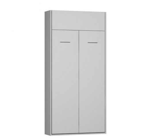 Armoire Lit Escamotable Dynamo Blanc Mat Ouverture Assistée Couchage 90*200 Cm