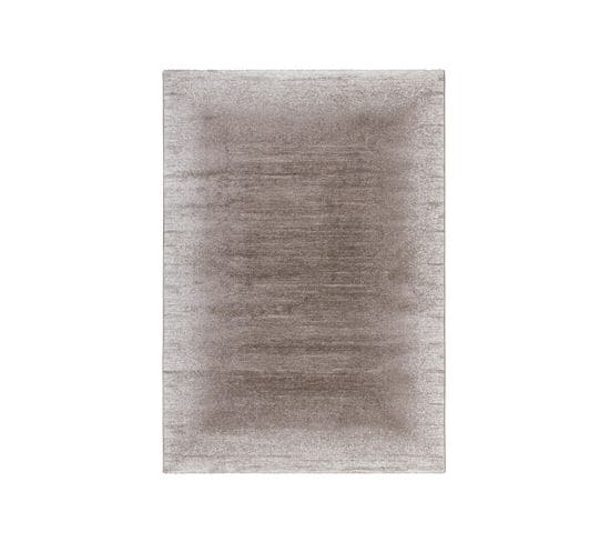 Tapis Rayé à Courtes Mèches Design Funnel Beige 160x230