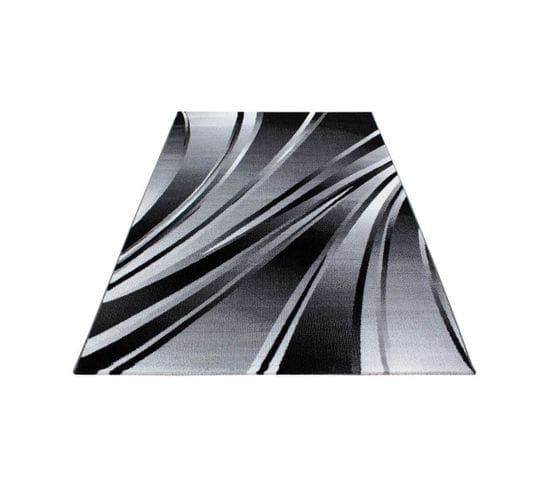 Tapis Courbe Moderne Pour Salon Rectangle Jursic Noir 160x230