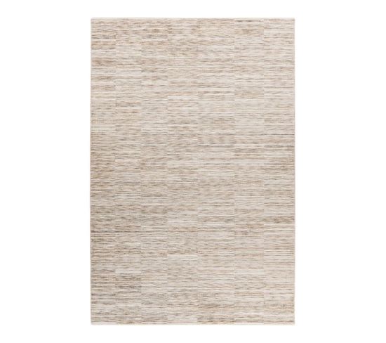 Tapis Rayé Moderne Crème Avec Franges Katia Crème 80x150