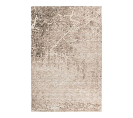 Tapis Beige Abstrait Avec Franges Moderne Nakka Beige 200x290