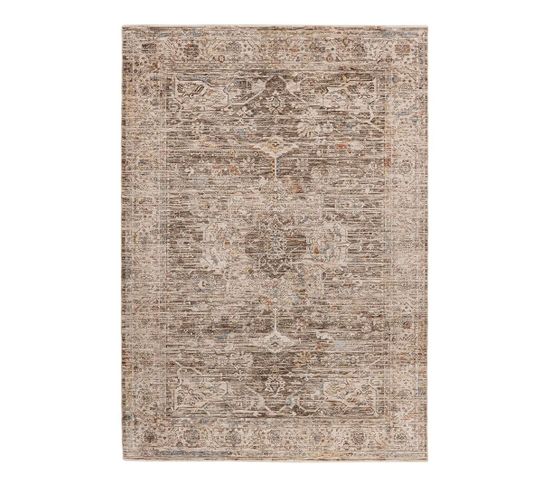 Tapis Vintage Rayé Avec Franges Café Antik Café 240x330