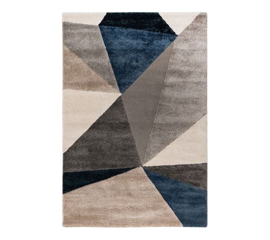 Tapis Graphique Design Rectangle Emy Bleu 80x150