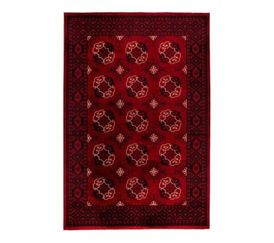 Tapis Rouge Style Oriental Poils Ras Tosca Rouge 40x60